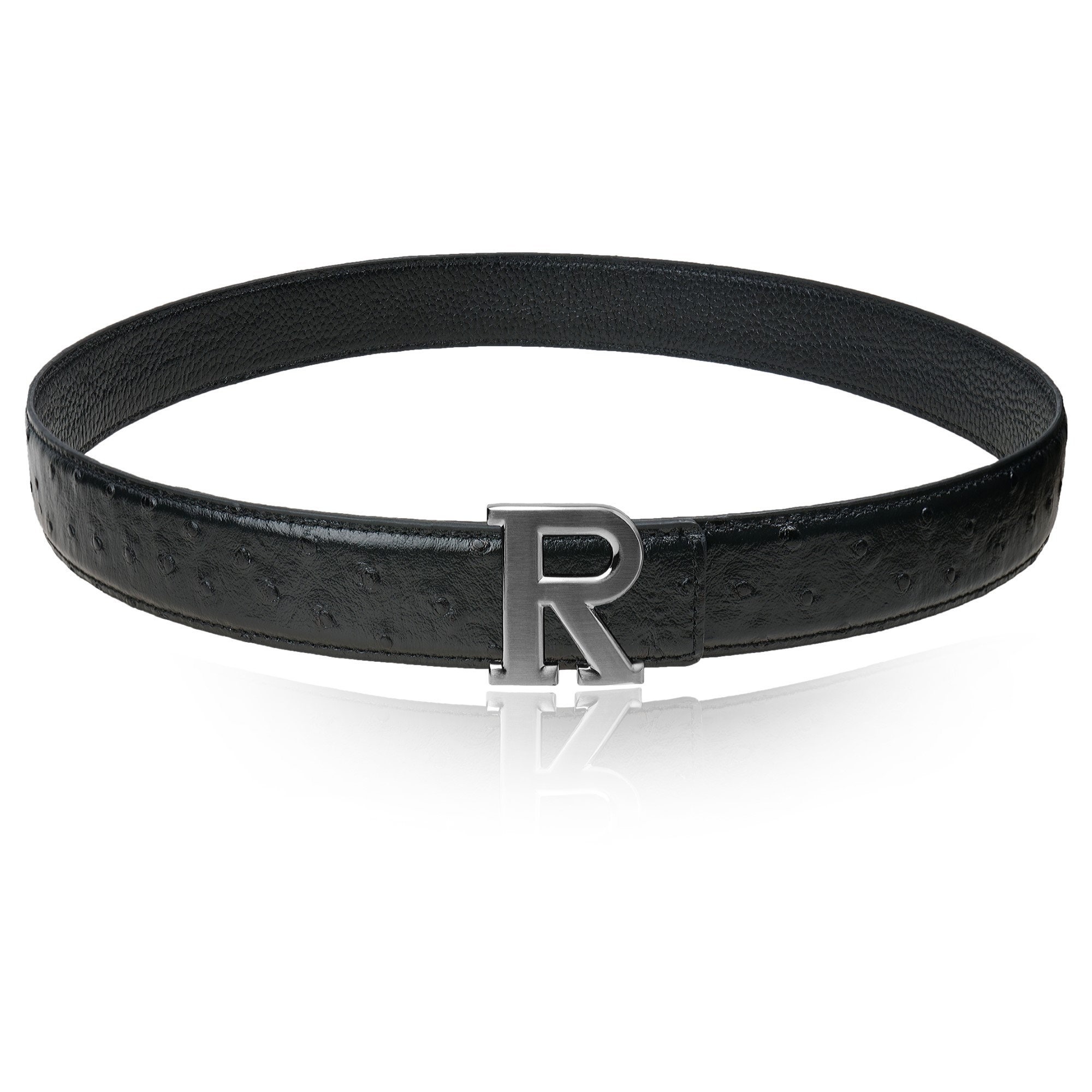 Reversible Belt Ostrich Leather Black 32 Mm 1.25