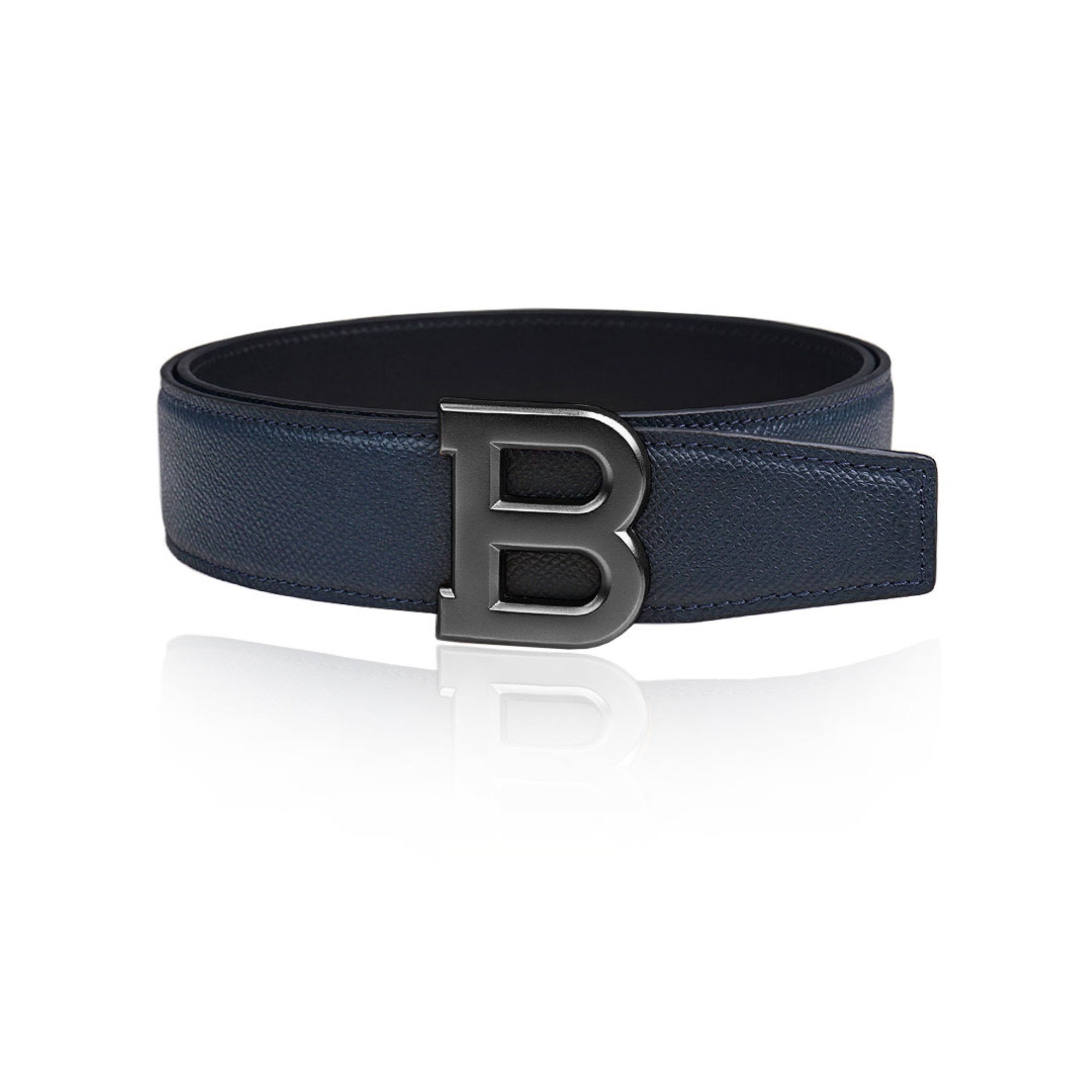Reversible Leather Belt Dark Blue 40 Mm 1.5