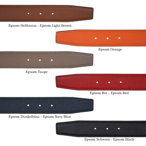 Handmade H belt made to measure genuine leather Epsom replacement belt without buckle in widths 32 mm 38 mm 42 mm image 2