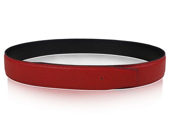 Handmade leather belt in 32 mm red made of genuine calfskin reversible belt as a replacement belt for 32 mm buckles without belt buckle