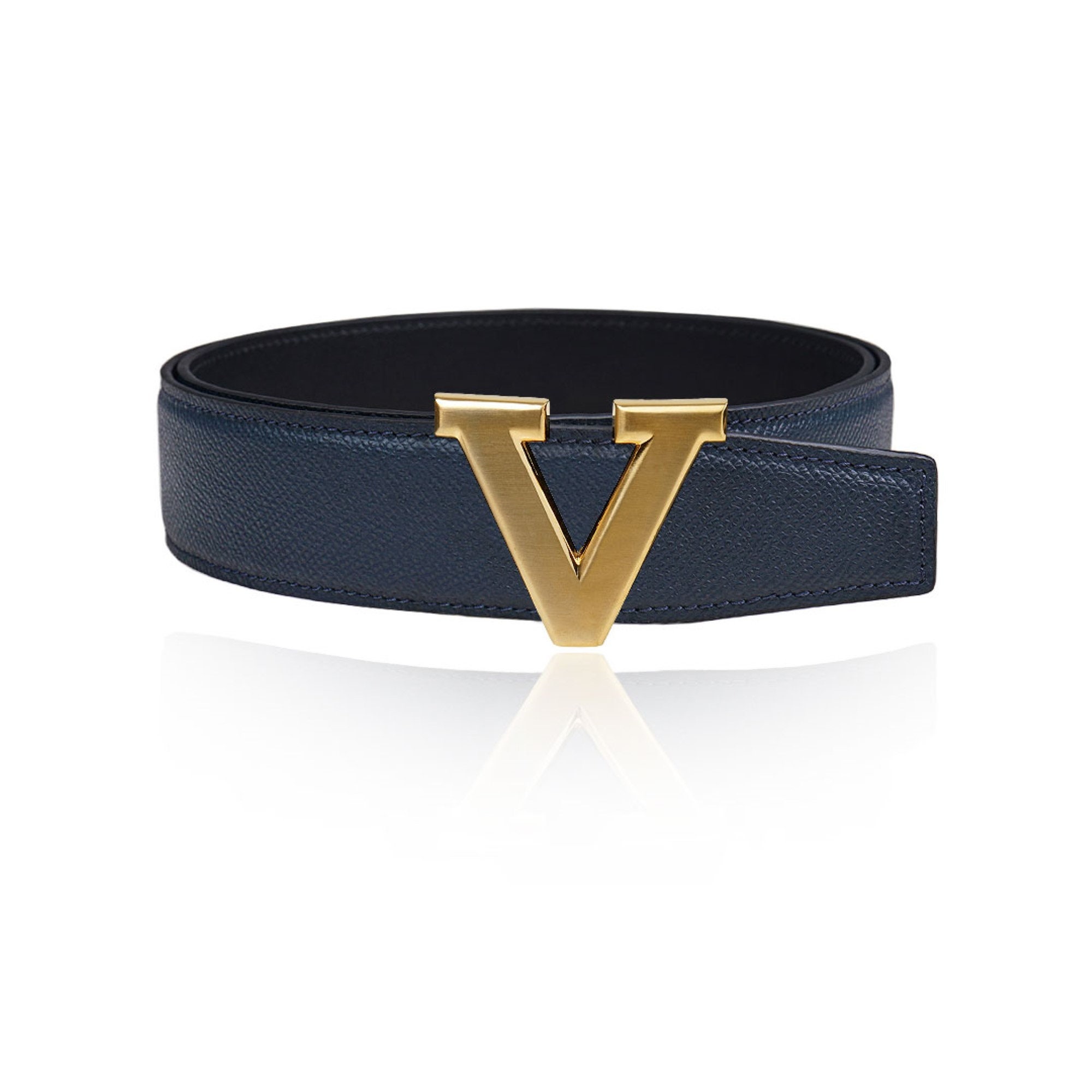 Louis Vuitton Vintage Blue Epi Belt Gold Metal Buckle Size 85/34