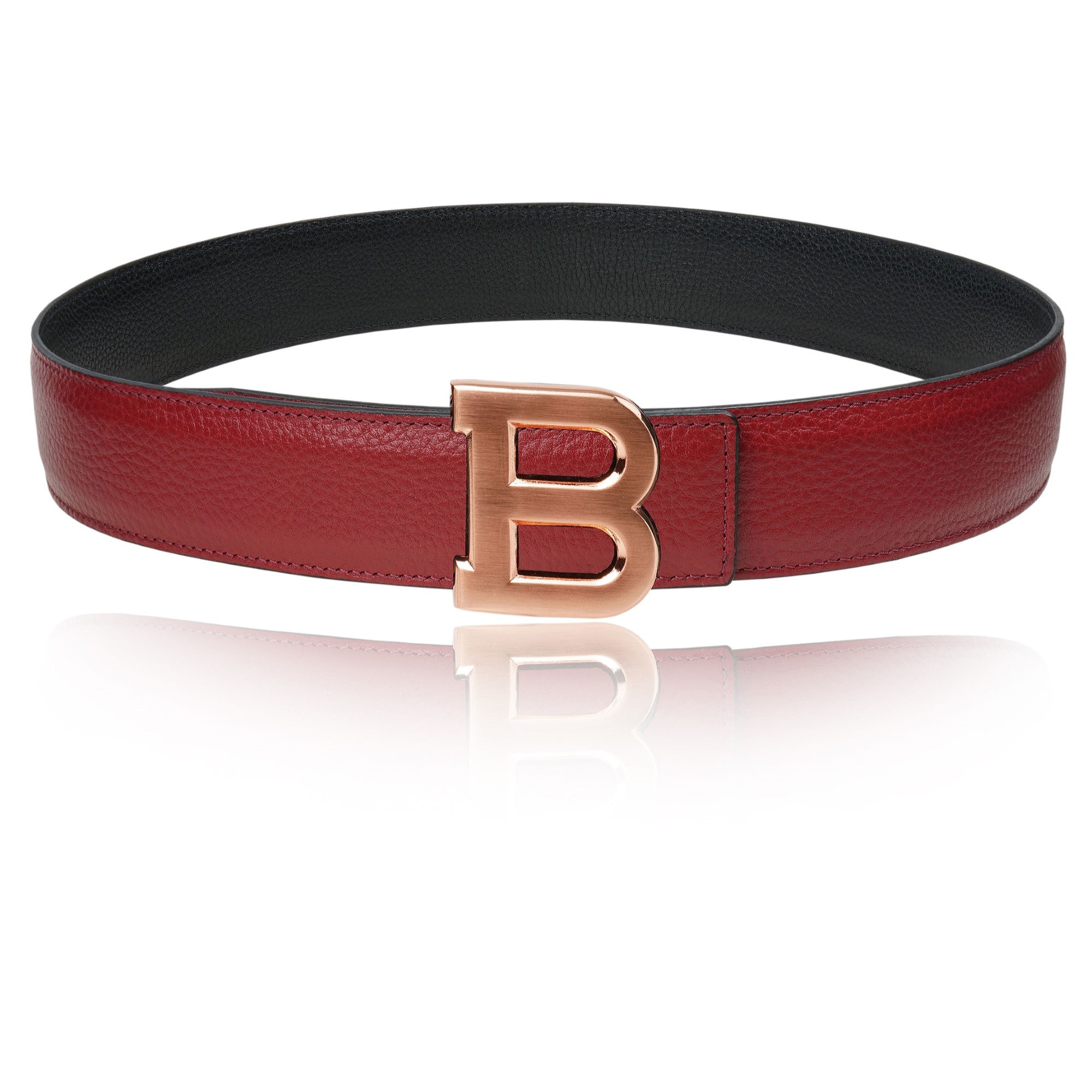 リバーシブル レザー ベルト ボルドー 40 mm 1.5 インチ ベルト B