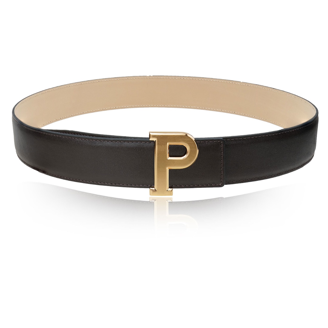 Black Eye patch letters belt 箱付き brown Reversible Leather Belt Dark Brown 40 Mm 1.5