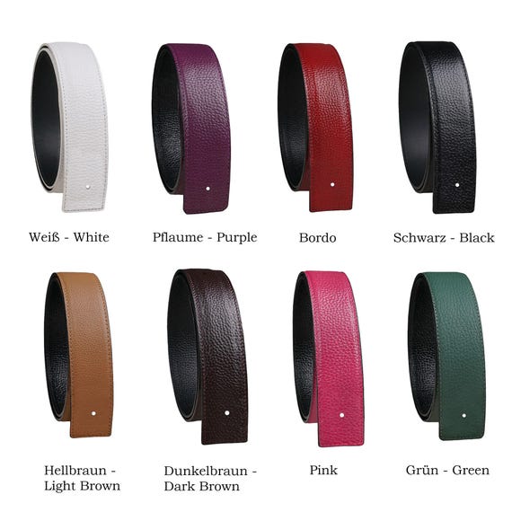 幅10 mm、15 mm、25 mm、32 mm、35 mm、38 mm、40 mm、42 mmの本革製