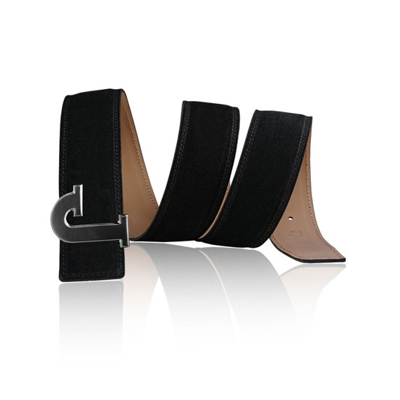Reversible Belt Leather Belt Suede Belt Black 40 Mm 1.5