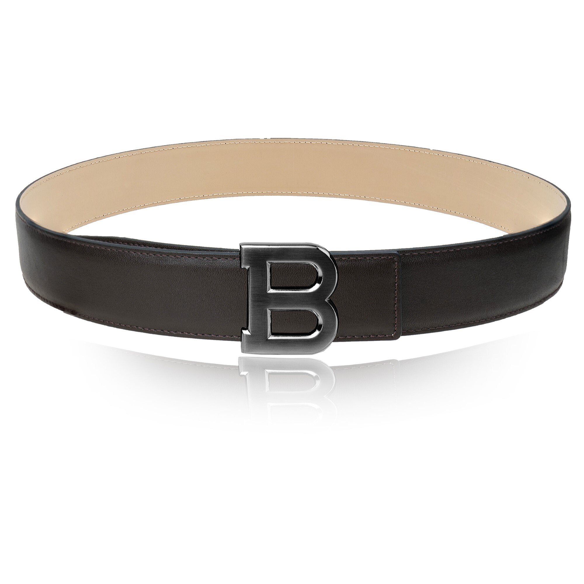 Bally B Buckle Leather Belt Women’s Adjustable BALLY B CHAIN GOLD BUCKLE ADJUSTABLE WHITE CROC LEATHER WEB  main image 3