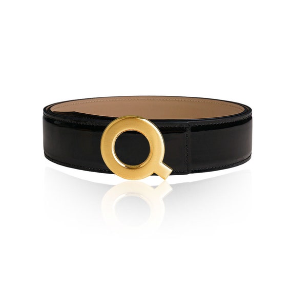 Women\'s Black Patent Belt with Gold-Tone Buckle Women main image 3