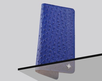 Ladies Leather Wallet Continental Ostrich Leather Electric Blue – Leather Wallet – Wallet Purse Quality Leather Large