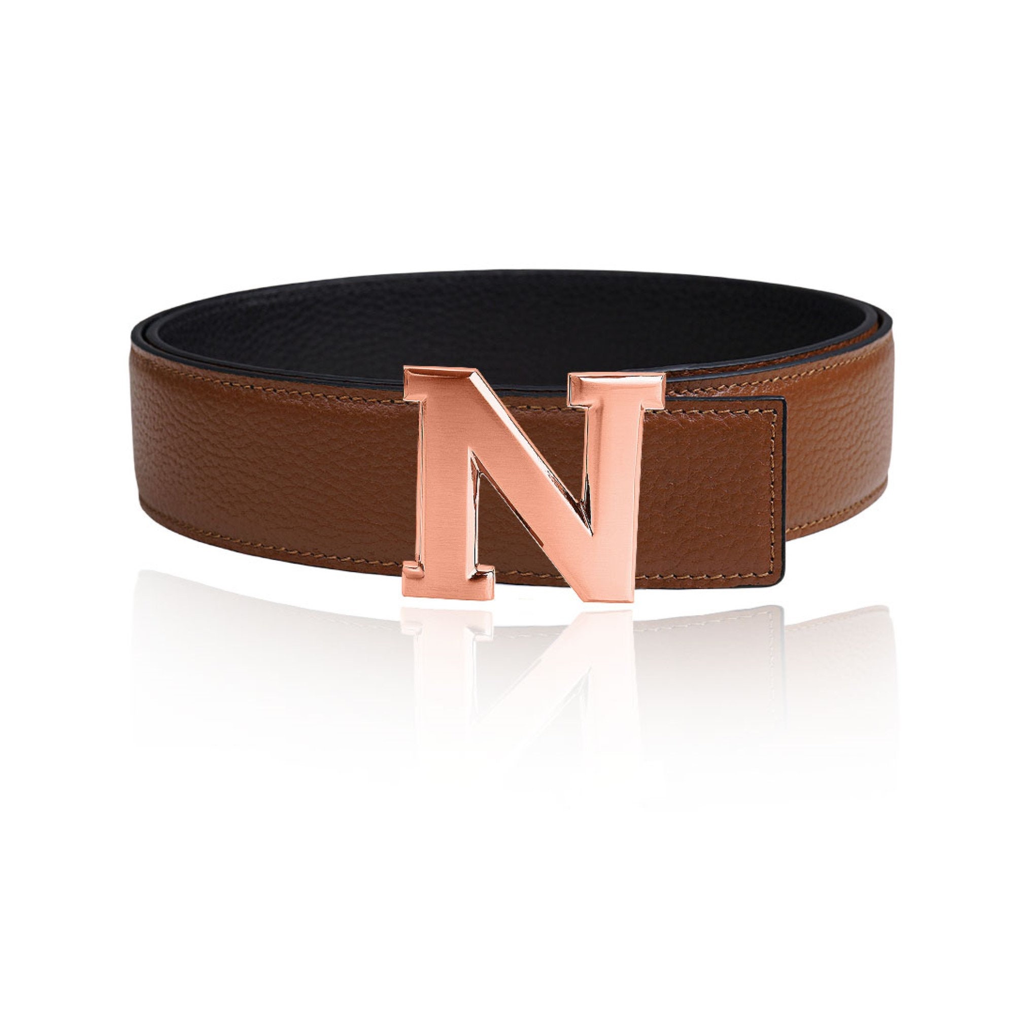 DESIGNER Belt Buckle Brown Leather Belt, Size M MKC LEATHER BELT - BROWN main image 2