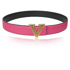 Ceinture en cuir réversible avec rose 32 mm 1,25" avec boucle de ceinture en V avec boucle de ceinture personnalisée cadeau de Noël