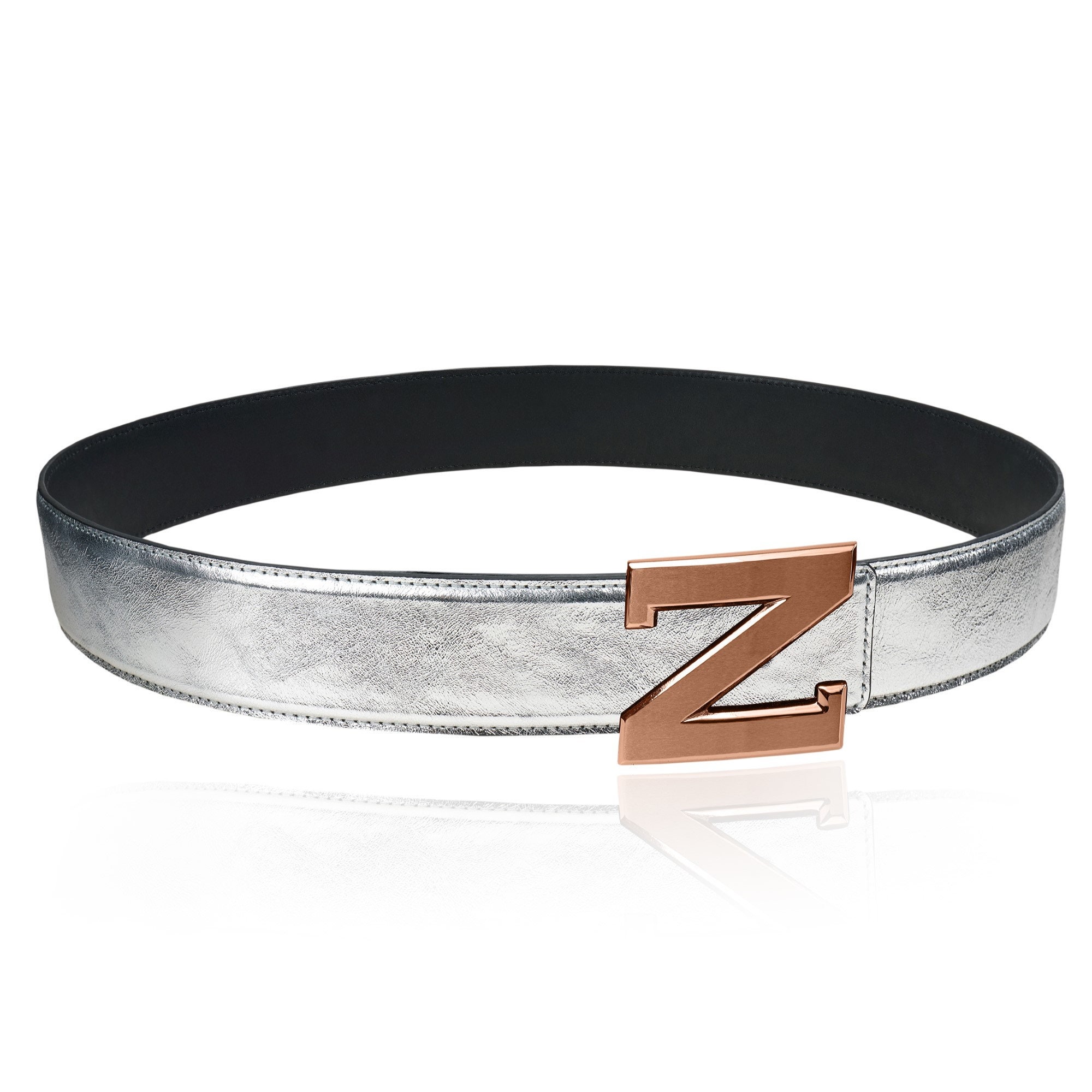 Reversible Leather Belt Silver 40 Mm 1.5