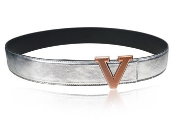 Reversible Leather Belt Silver 40 Mm 1.5