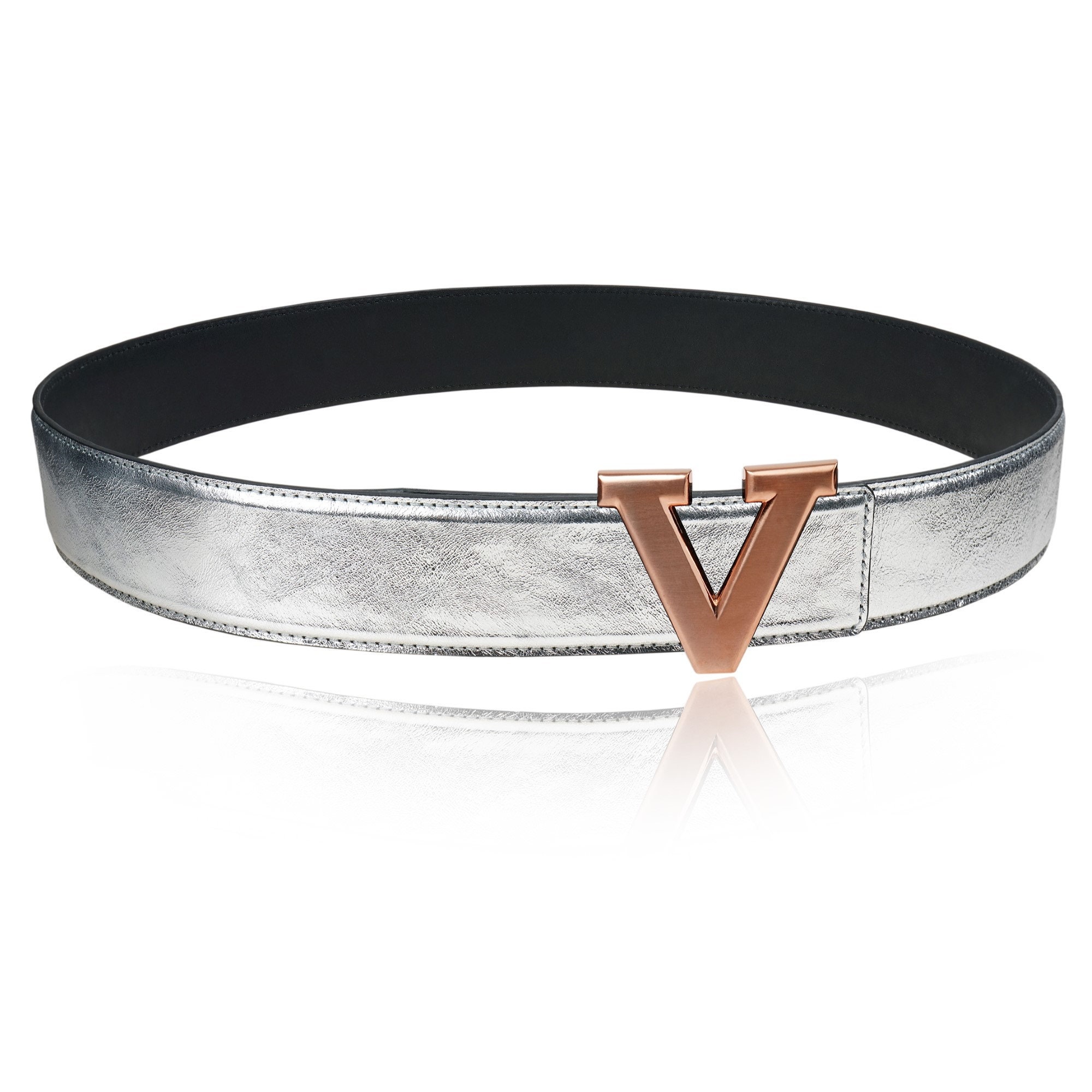 Reversible Leather Belt Silver 40 Mm 1.5