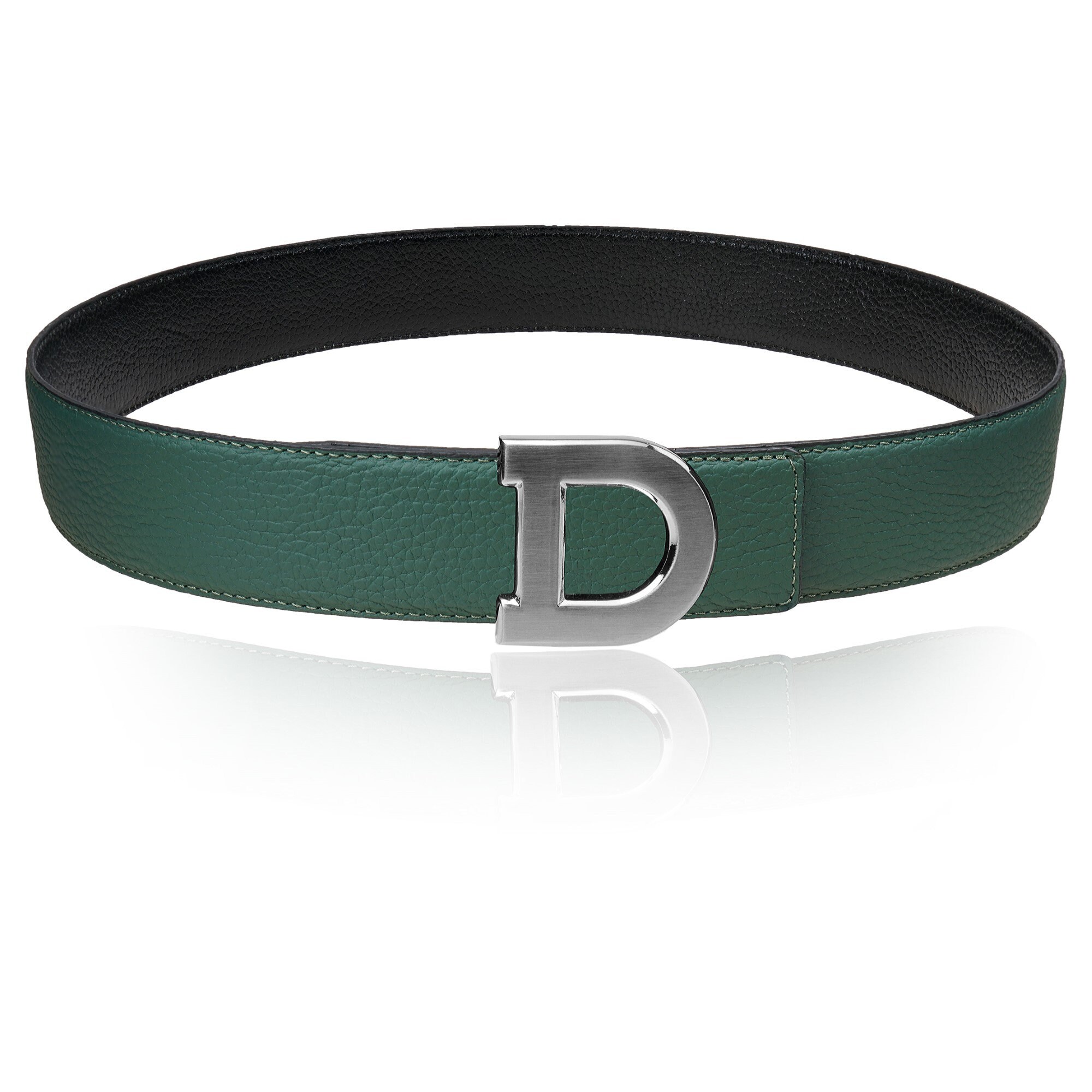 Reversible Dark Green and White Leather Belt Buy Bright Green Men main image 3