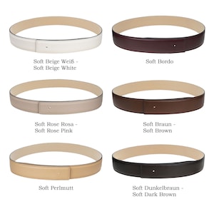Handmade H belt made to measure from genuine leather smooth leather replacement belt without buckle in the widths 32 mm 38 mm 42 mm