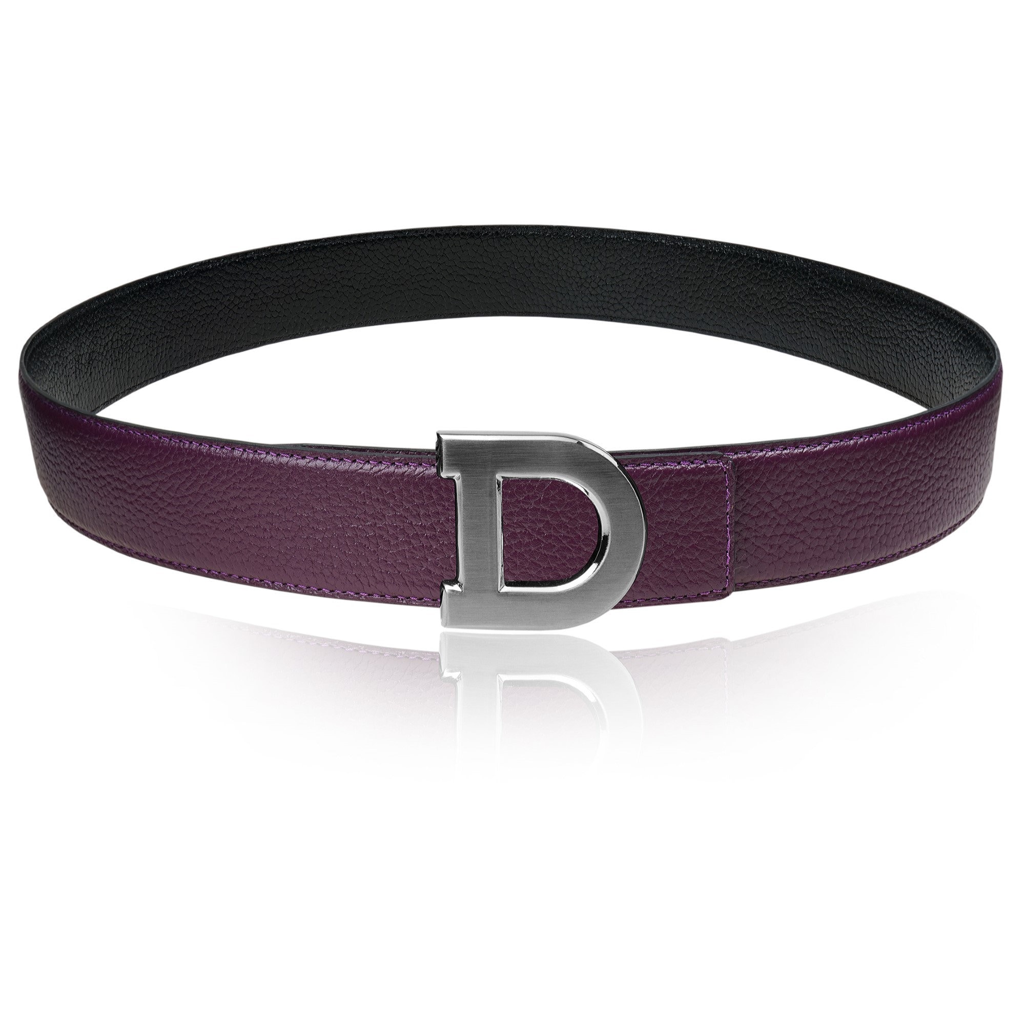Reversible Leather Belt With Plum 40 Mm 1.5