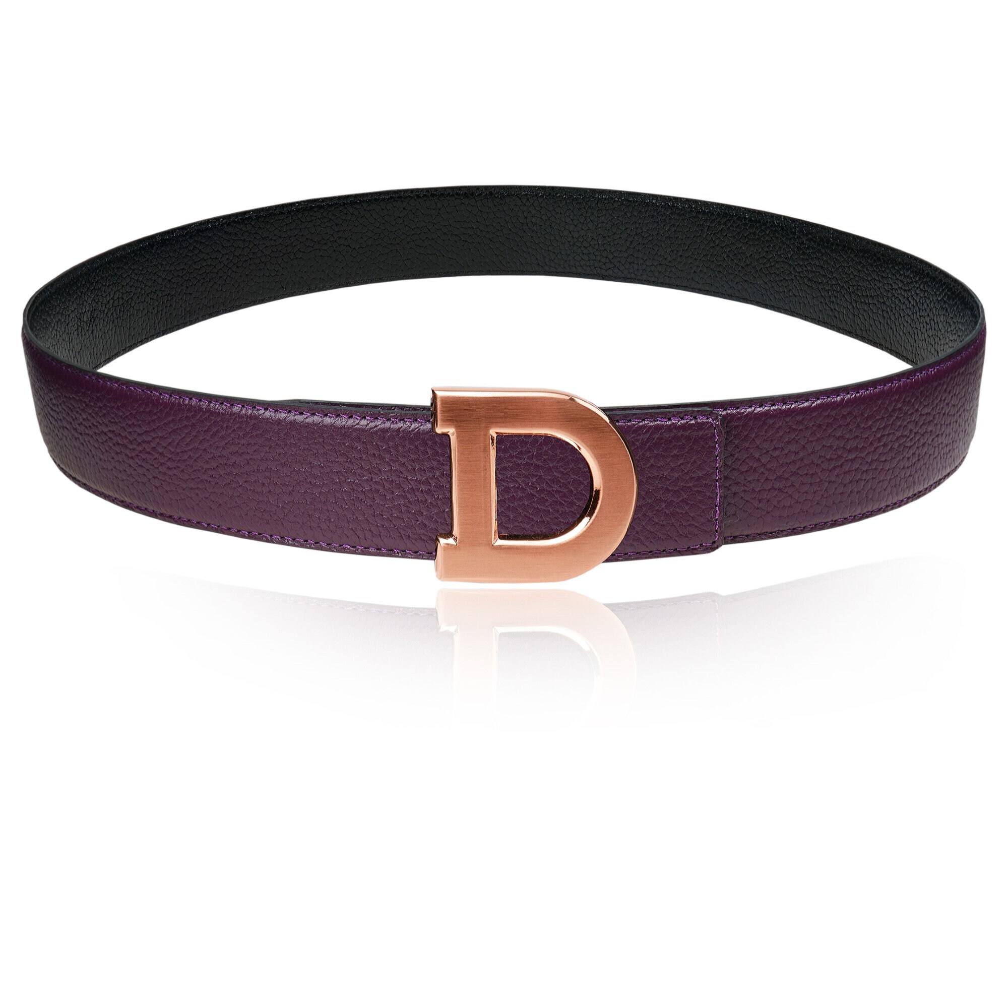 Reversible Leather Belt With Plum 40 Mm 1.5