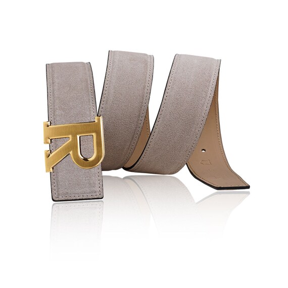 Reversible Belt Leather Belt Suede Belt Grey Beige 40 Mm 1.5