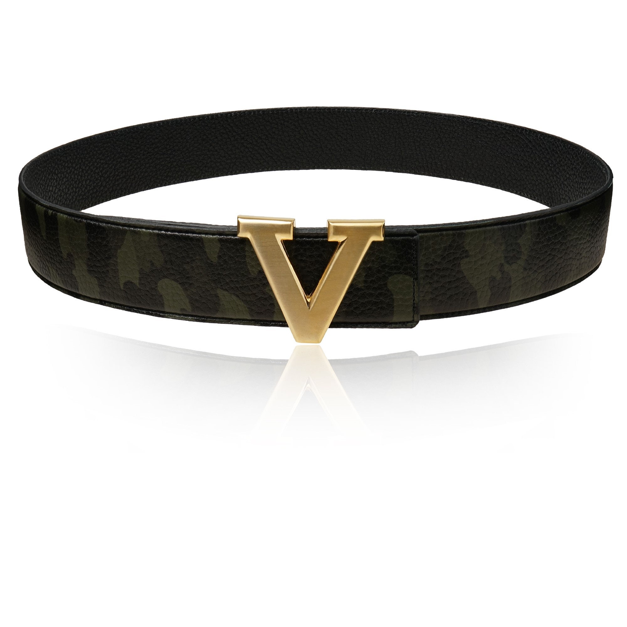 Reversible Leather Belt With Camouflage 40 Mm 1.5