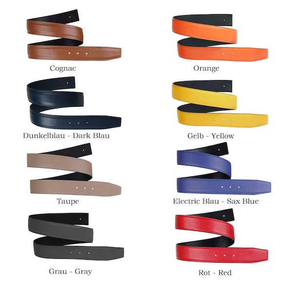 Custom made belt, handmade from genuine leather, leather belt without buckle, reversible belt in widths of 25 mm, 32 mm, 35 mm, 38 mm, 40 mm, 42 mm