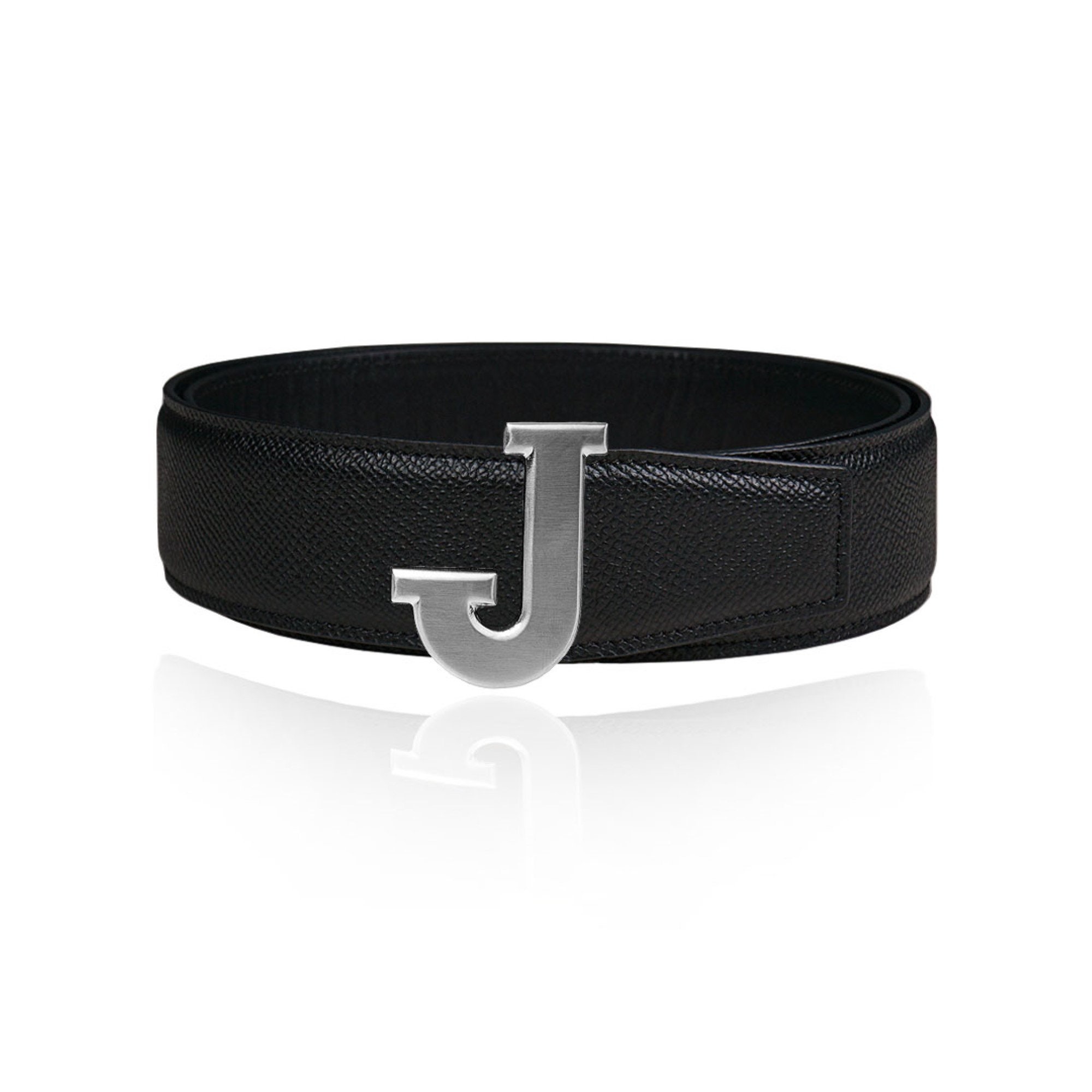 Reversible Leather Belt Epsom Black 40 Mm 1.5 With Belt J Buckle