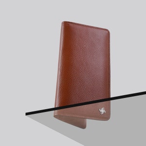 Cartera de cuero para mujer Continental Cognac - billetera de cuero - billetera de cuero de calidad grande