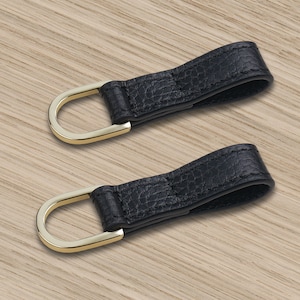 1 Pair Togo Black Leather for Birkin / Kelly Shoulder Strap Adapter D Ring Pochette