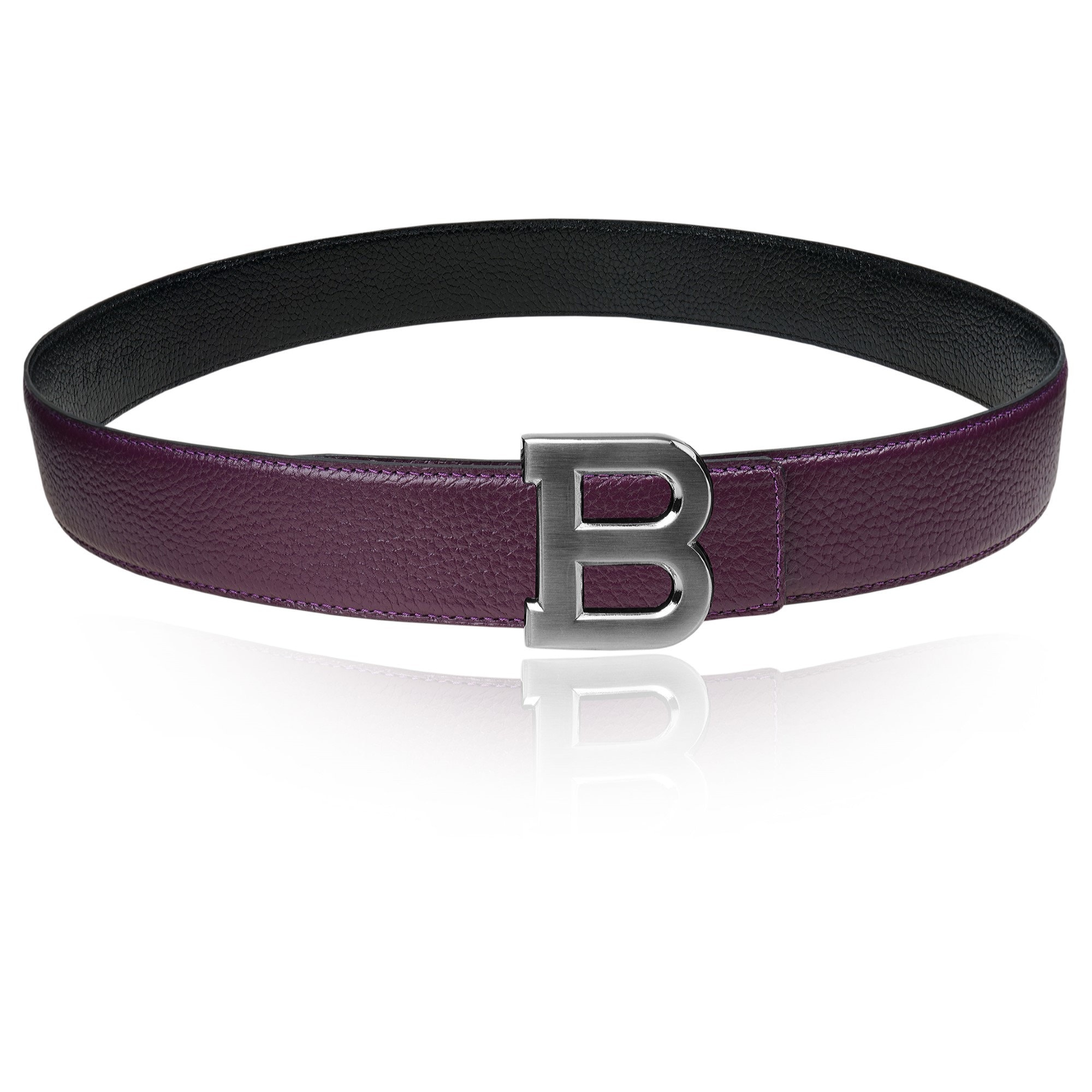 Reversible Leather Belt With Plum 40 Mm 1.5