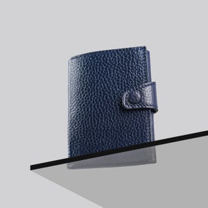 Cartera de cuero delgada minimalista azul para hombres y mujeres, cartera pequeña delgada, cartera de hombre, cartera de cuero