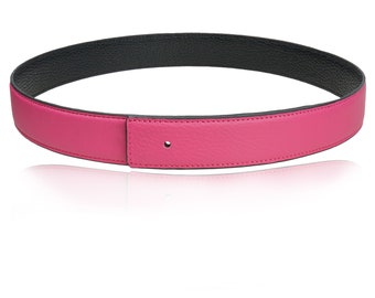 Reversible leather belt Pink 32mm 1,25" or 40mm 1,5" without H buckle Handmade gift for Grandmother personalized belt buckle possible