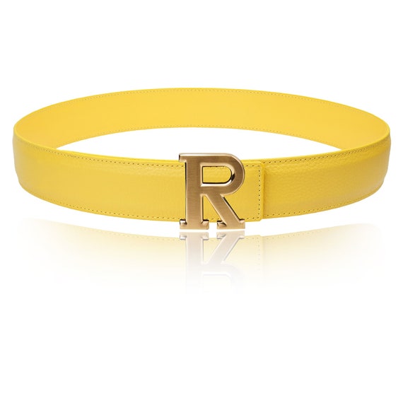 Reversible Belt Leather Belt With Yellow 40 Mm 1.5 With 