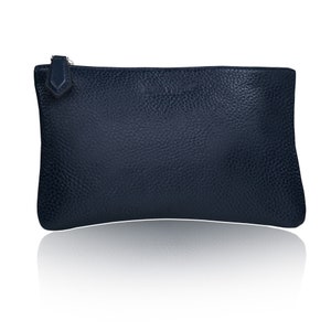 Navy leather pencil case for pens as a gift for father, mother, friend or as a small cosmetic bag