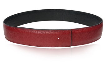 Reversible leather belt Bordo Red  32mm 1,25" or 40mm 1,5" without H buckle Gif Mom Dad Handmade her and him personalized buckle possible