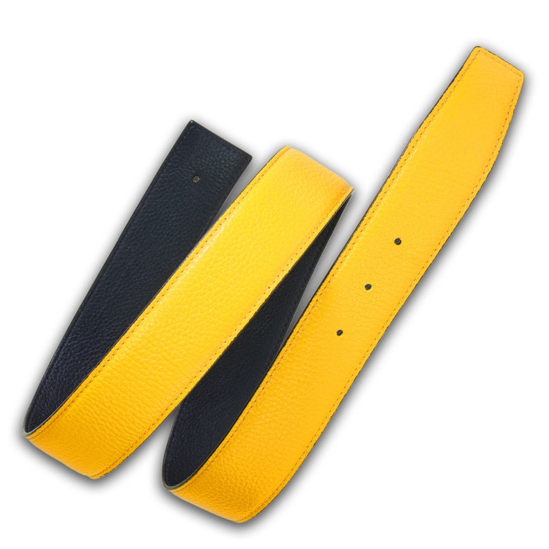 Reversible leather belt Yellow 32mm 1,25