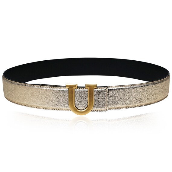 Reversible Leather Belt with Gold Plated Buckle for Women Reversible Leather TB Belt in Black/tan brown/gold - Women  main image 3