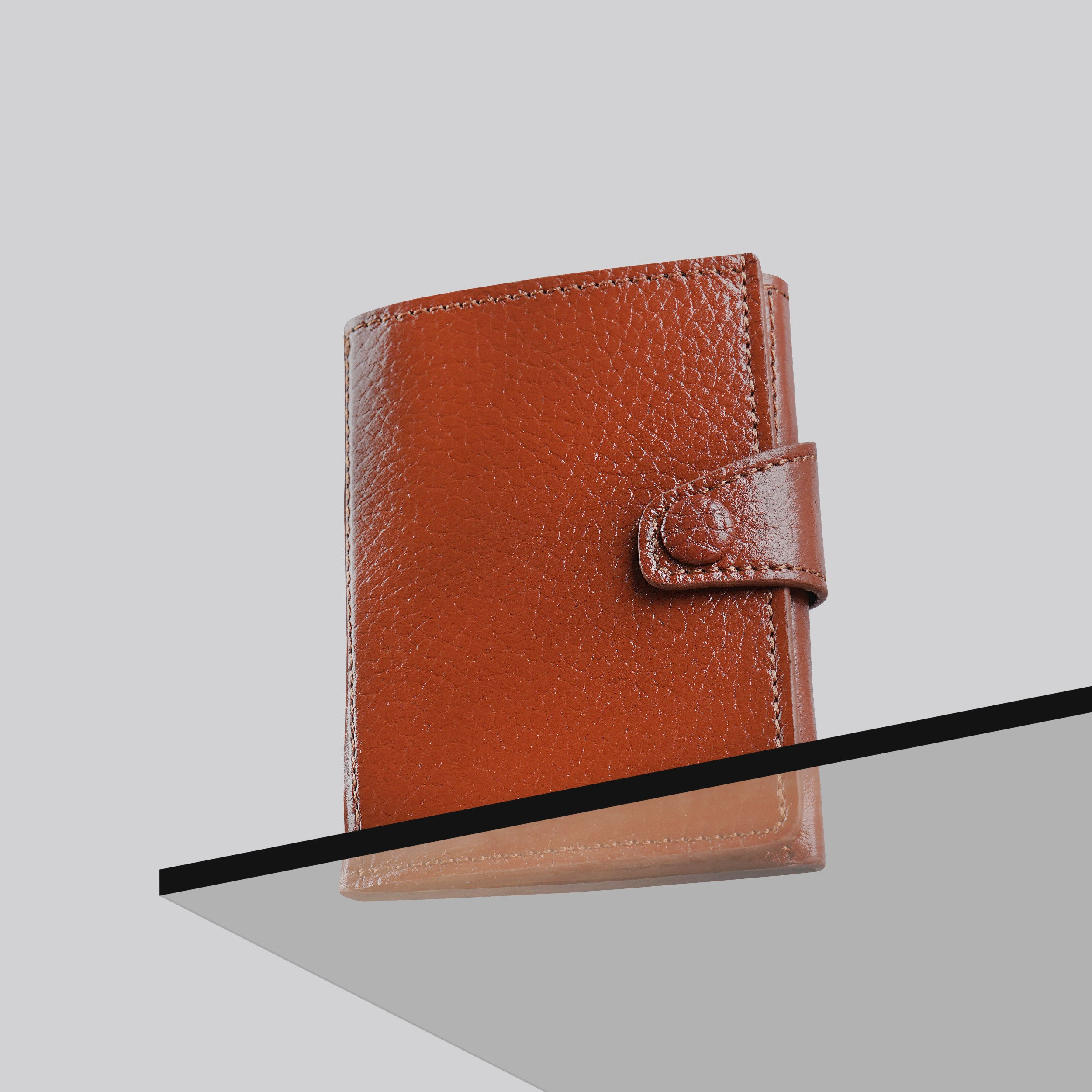 Minimalist Slim Leather Wallet Cognac for Men & Women, Slim Small