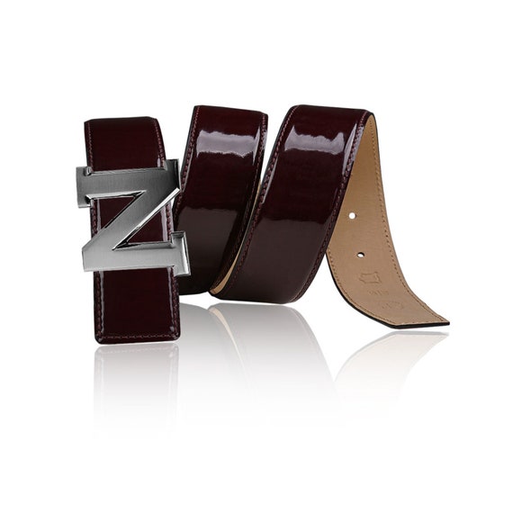 Reversible Leather Belt Patent Leather Bordo 32 Mm 1.25