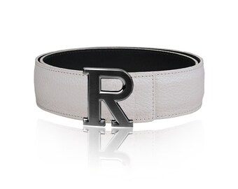 Reversible Leather Belt White 32 Mm 1.25 display picture 2