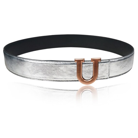 Reversible Leather Belt Silver 32 Mm 1.25