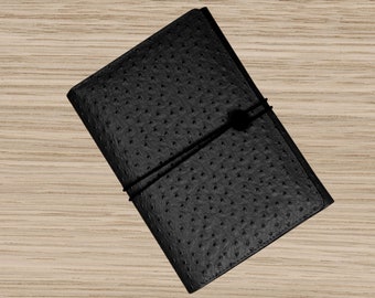 Leather Organizer A5 Ostrich Leather Black for Moleskine Notebook Calendar, Leuchtturm | Calendar Cover | Sketchbooks | leather case |