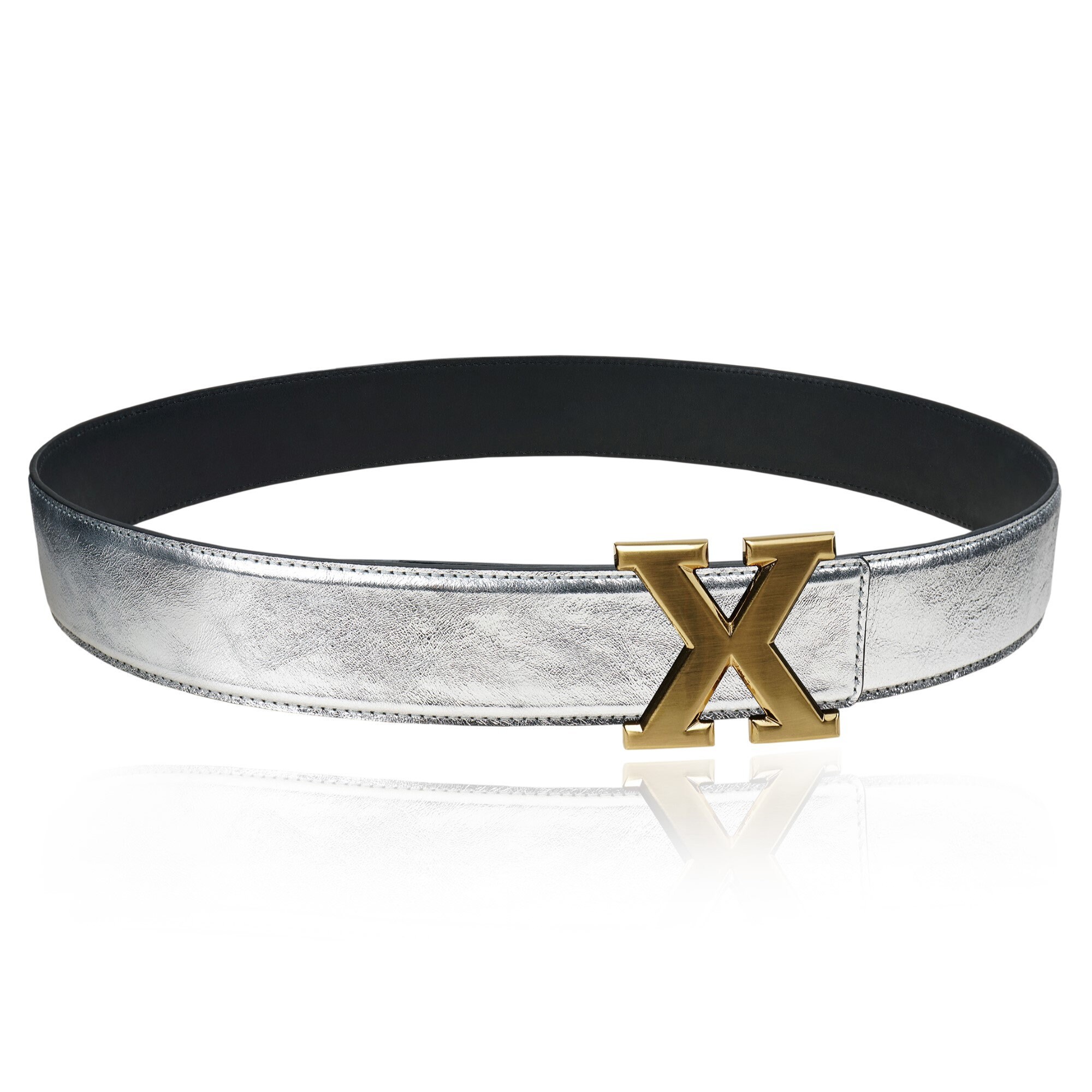 Reversible Leather Belt Silver 40 Mm 1.5