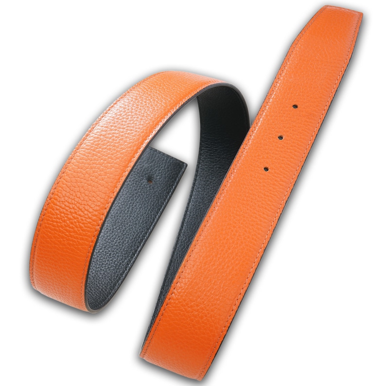 Reversible Leather Belt Orange 32mm 1,25 or 40mm 1,5 or 25mm without H buckle Birthday Gift Handmade Her/Him Personalized Buckle Possible Bild 5