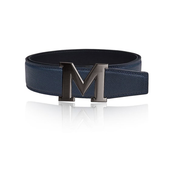 Reversible Leather Belt Dark Blue 32 Mm 1.25