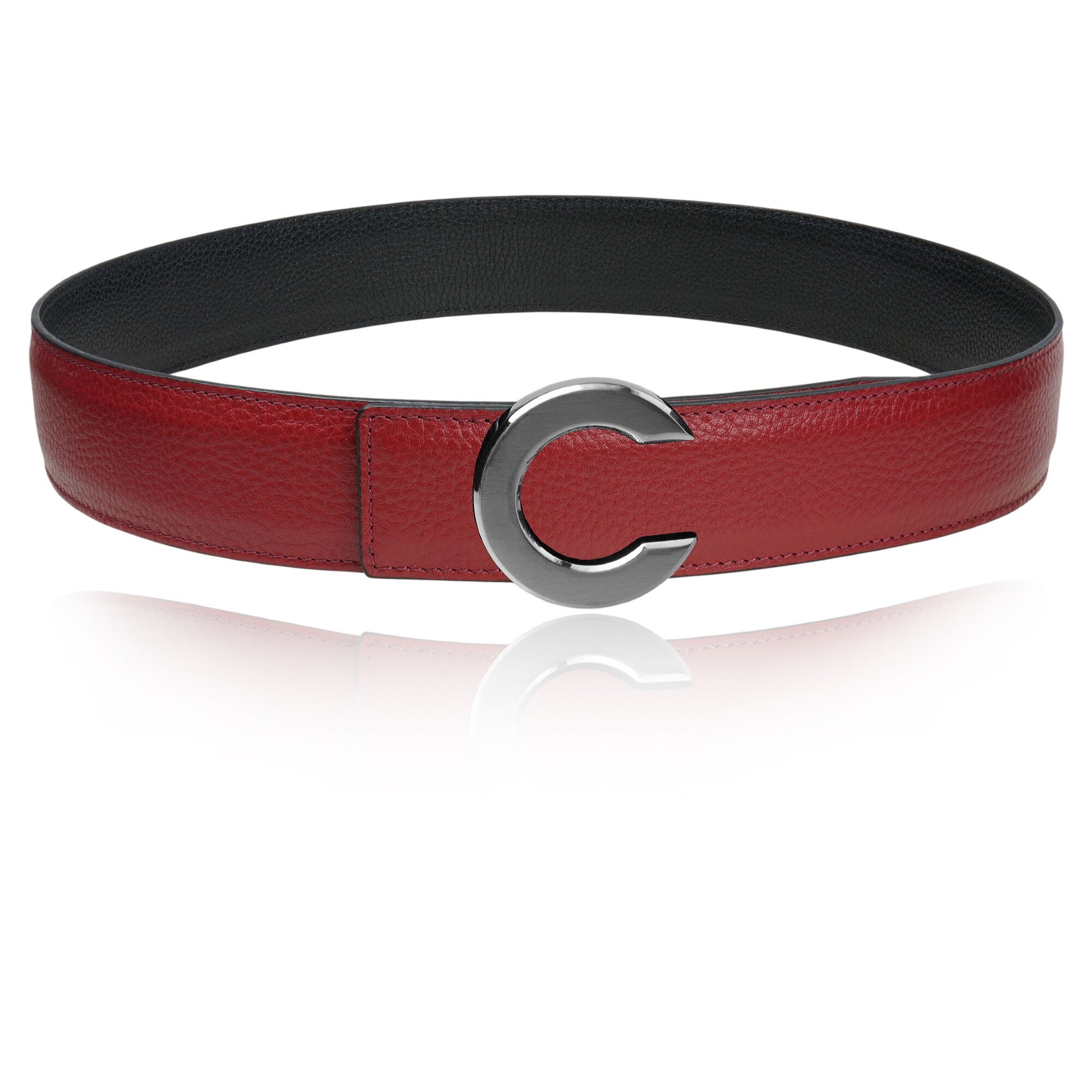 リバーシブル レザー ベルト ボルドー 40 mm 1.5 インチ ベルト C