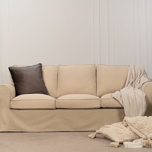 Ektorp 3 Seater Sofa Cover, Slipcover for Ektorp 3 Seater Sofa, Replacement Cover, Ektorp Cover, Polyester Petite Fabric, Biscuit Beige
