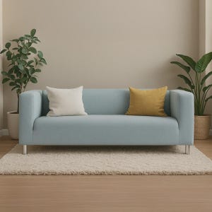 Housse de canapé 2 places Klippan : housse en polyester cyan clair