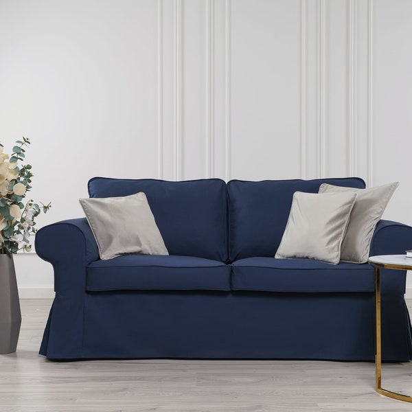 Ektorp 2 Seater Sofa Cover, Ektorp 2 Seater Cover, Ektorp Sofa Cover, Ektorp Slipcover, Replacement Cover, Cotton Fabric, Blue Color