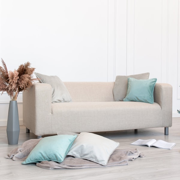 Ersatzbezug für IKEA Klippan 2-Sitzer, Sofabezug, Innendekoration, Schlichtes Design, Polyestergewebe, Farbe Hellkhaki