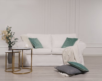 Ektorp 2 Seater Sofa Cover, Ektorp Loveseat Cover, Ektorp Cover, Replacement Cover, Polyester Petite Fabric, Cool White Color