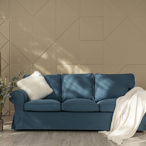 Ektorp 3 Seater Sofa Cover, Slipcover for Ektorp 3 Seater Sofa, Replacement Cover, Ektorp Cover, Polyester Petite Fabric, Dark Ocean Color
